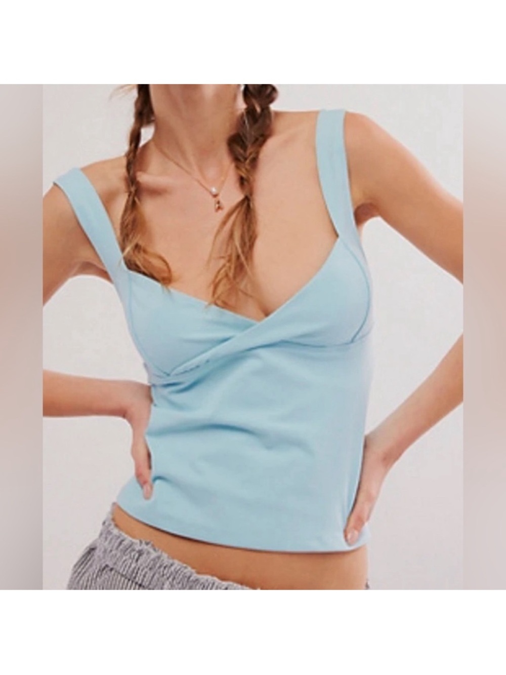 Free People Intimately Light Blue Aqua crossover cami